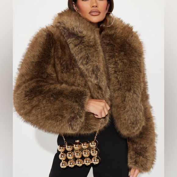 Luxurious Brown Faux Fur Jacket